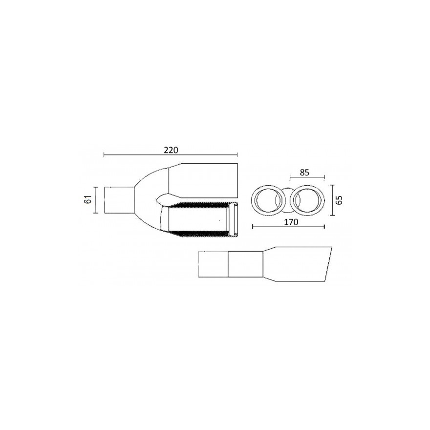 COLA ESCAPE INOX UNIVERSAL ( DOBLE SALIDA 2X75)