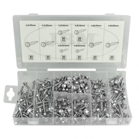 ESTUCHE DE TORNILLOS AUTORROSCANTES 200 PCS