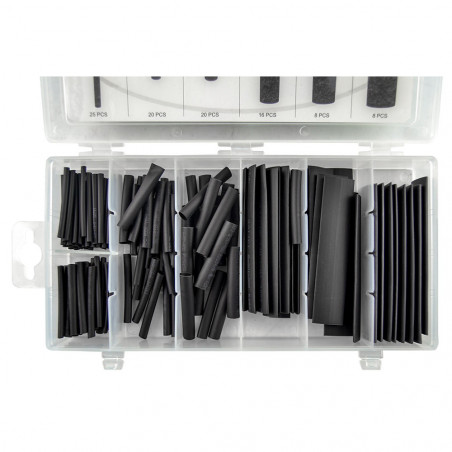 ESTUCHE DE TUBOS TERMORETRÁCTILES NEGROS 127 PCS