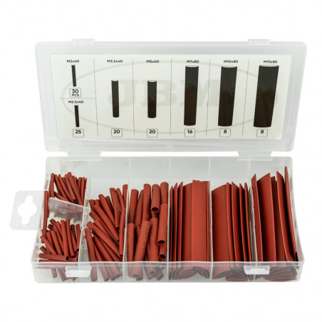 ESTUCHE DE TUBOS TERMORETRÁCTILES ROJOS 127 PCS