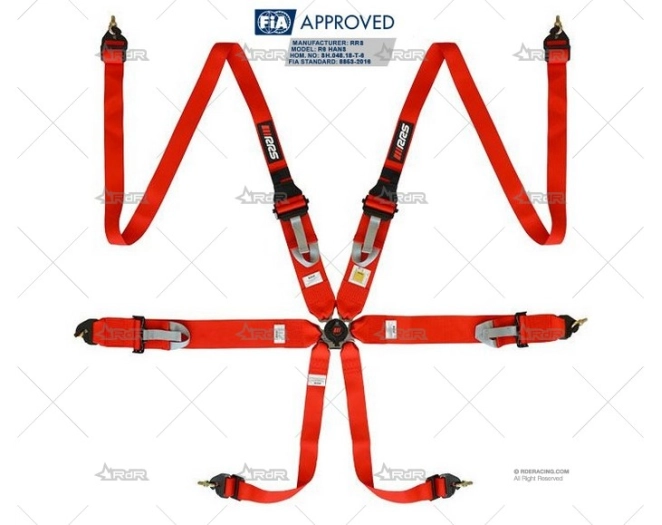 ARNES 6 PUNTOS FIA R6 2+3" HANS ROJO RRS
