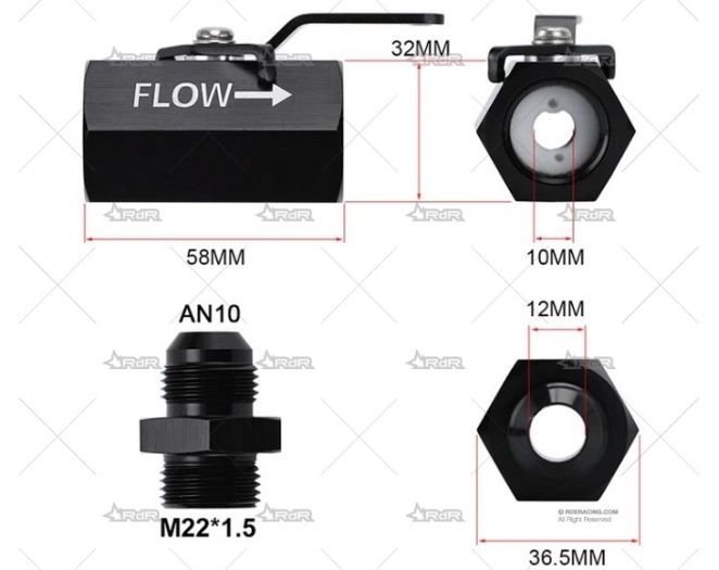GRIFO HIDRAULICO ENTRADA/SALIDA DASH 10 BRAND R