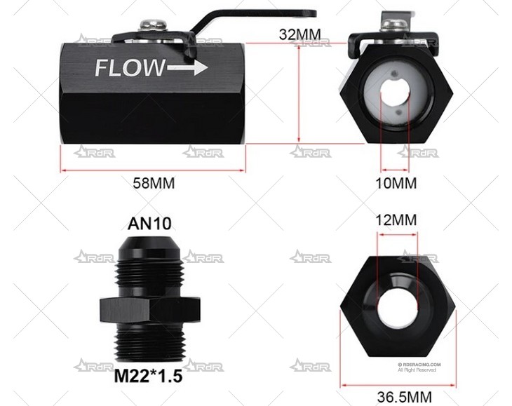 GRIFO HIDRAULICO ENTRADA/SALIDA DASH 10 BRAND R