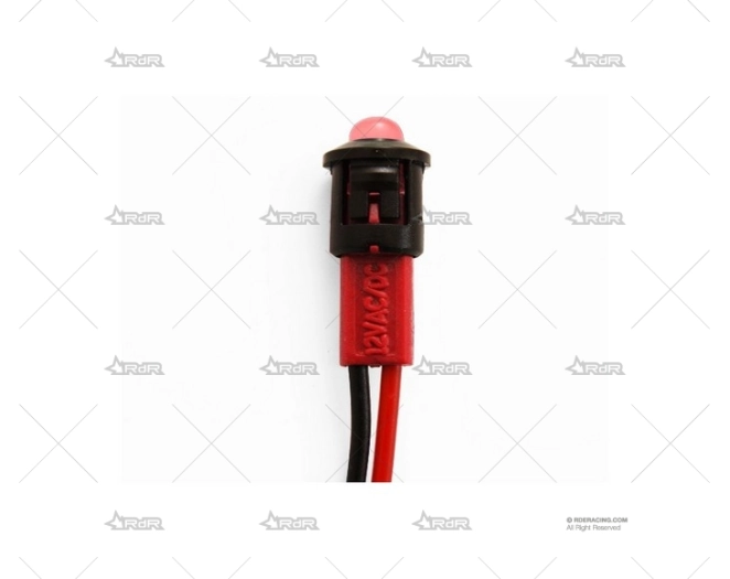 INDICADOR LED CON CABLE 12X 8mm ROJO RRS