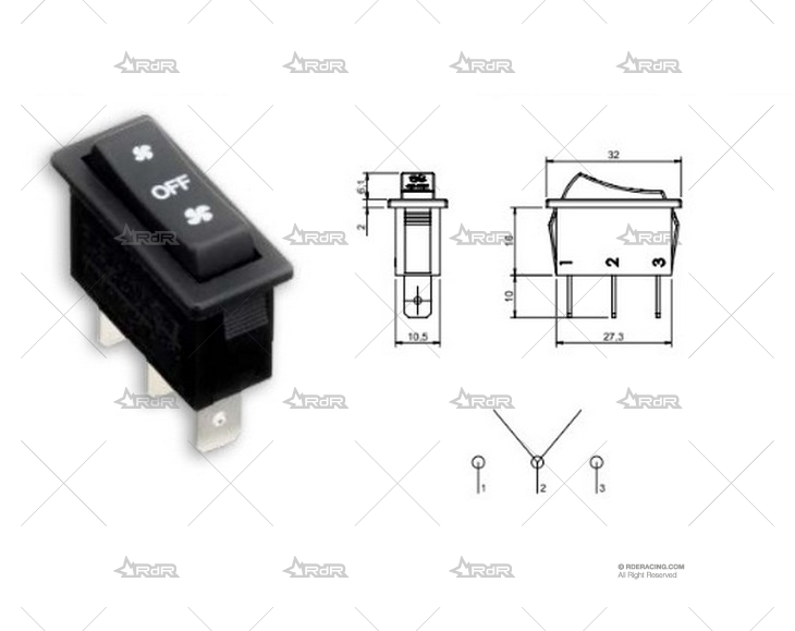 INTERRUP. BACULA 3 POSICIONES VENTILADOR SIROCO