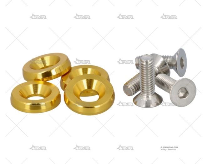 KIT 4 TORNILLOS + ARANDELAS ALU. DORADO BRAND R