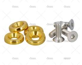 KIT 4 TORNILLOS + ARANDELAS ALU. DORADO BRAND R