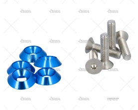 KIT 5 TORNILLOS + ARANDELAS ALU. AZUL BRAND R