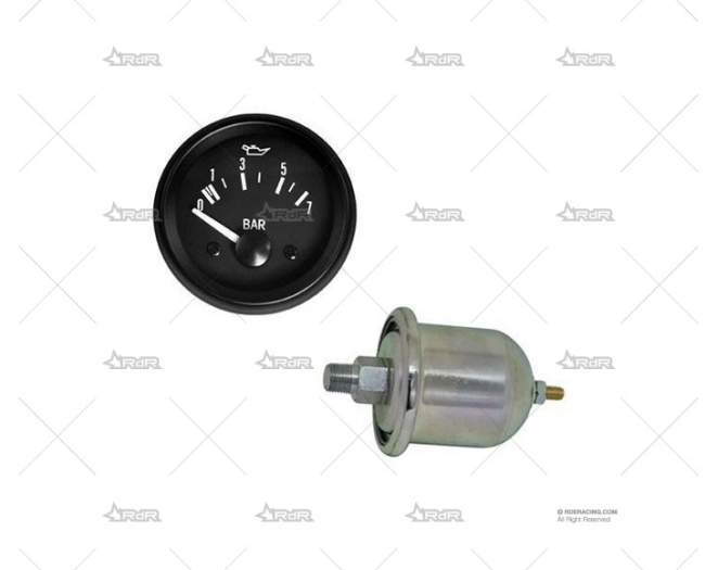 MANÓMETRO PRESIÓN ACEITE 52mm 12V NEGRO BRAND R