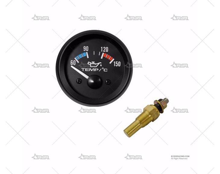 MANÓMETRO TEMP. ACEITE 52mm 12V NEGRO BRAND R