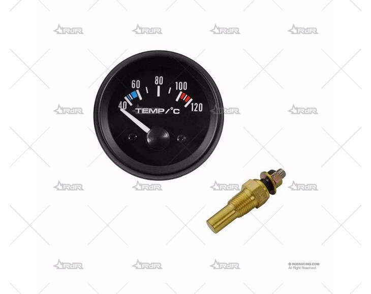 MANÓMETRO TEMP. AGUA 52mm 12V NEGRO BRAND R