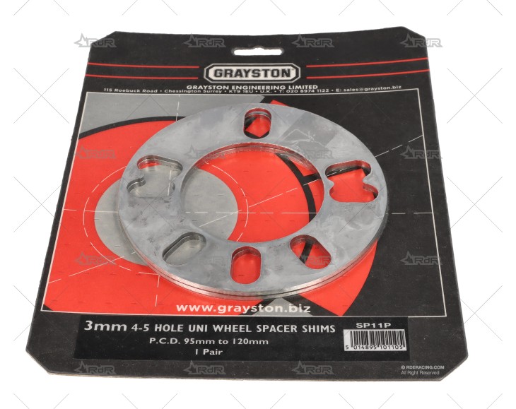 SEPARADOR RUEDA  3MM UNIVERSAL 4/5 GRAYSTON