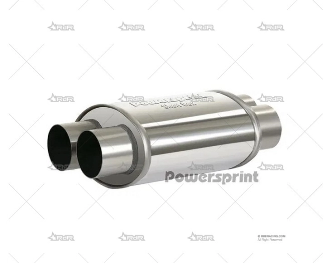 SILENCIADOR DOBLE OVAL D2X50/L370mm INOX POWERSPRINT