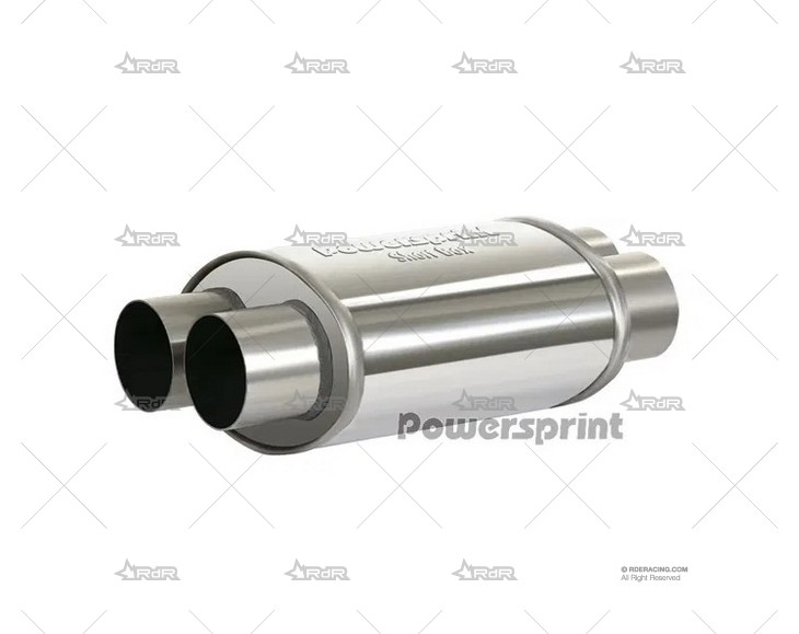SILENCIADOR DOBLE OVAL D2X50/L370mm INOX POWERSPRINT
