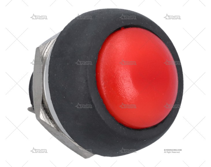 BOTON PULSADOR ESTANCO ROJO 12mm  2PIN RRS