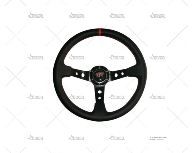VOLANTE BTR 350mm 90mm NEGRO-ROJO/PIEL BTR