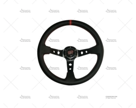 VOLANTE BTR 350mm 90mm NEGRO-ROJO/PIEL BTR