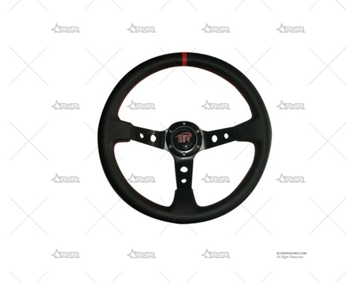 VOLANTE 350mm 90mm NEGRO-ROJO/PIEL BTR