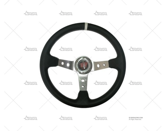 VOLANTE 350mm 90mm PLATA-BLANCO/PIEL BTR