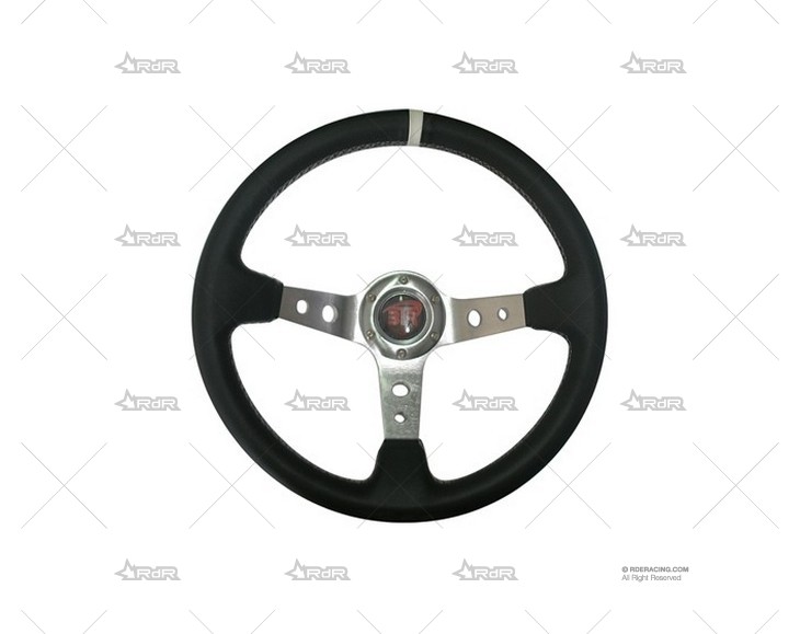 VOLANTE BTR 350mm 90mm PLATA-BLANCO/PIEL BTR