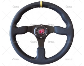 VOLANTE 350mm PLANO NEGRO/PIEL BTR
