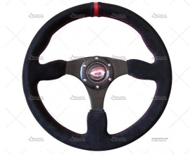 VOLANTE BTR 350mm PLANO NEGRO-ROJO/ANTE BTR