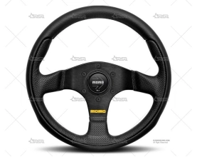 VOLANTE 280mm PLANO CUERO PERFORADO MOMO