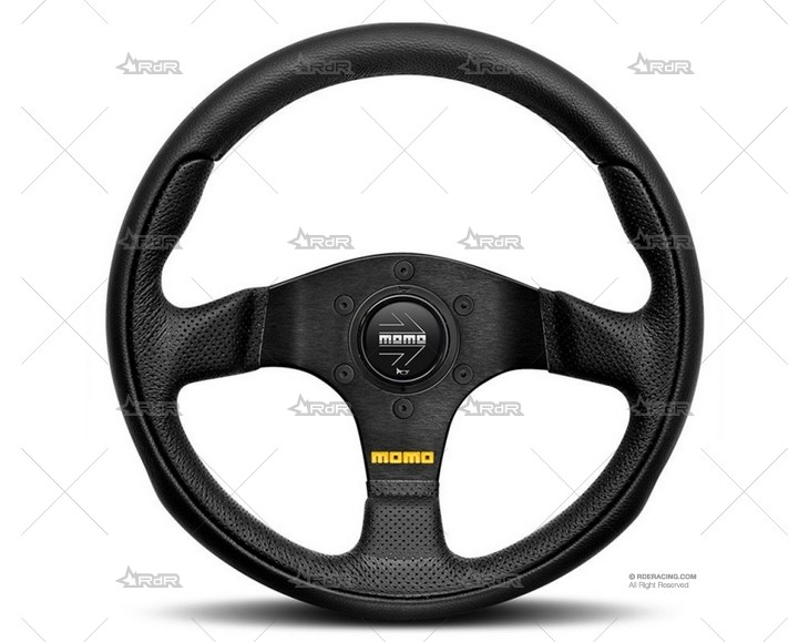 VOLANTE 280mm PLANO CUERO PERFORADO MOMO