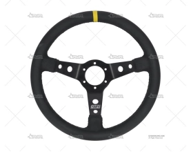 VOLANTE 350mm 75mm RACE NEGRO/PIEL