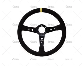 VOLANTE RACE NEGRO CUERO 75MM DESPLAZAMI BRAND R