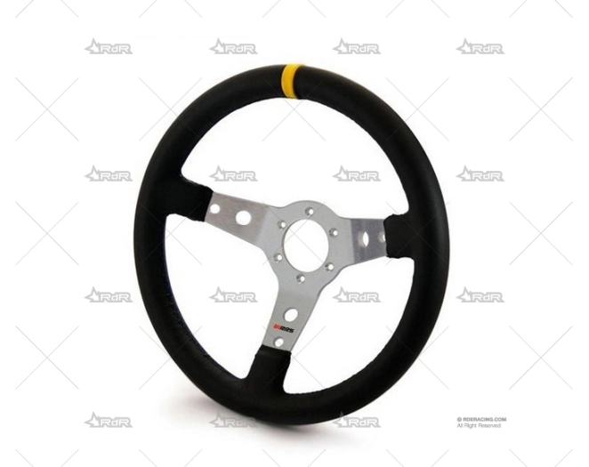 VOLANTE 350mm 65mm MONTECARLO PLATA/PIEL RRS