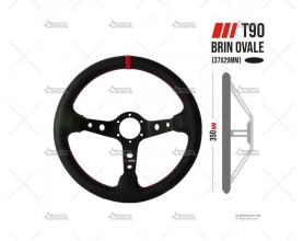 VOLANTE 350mm 90mm RALLYE NEGRO/R/PIEL RRS