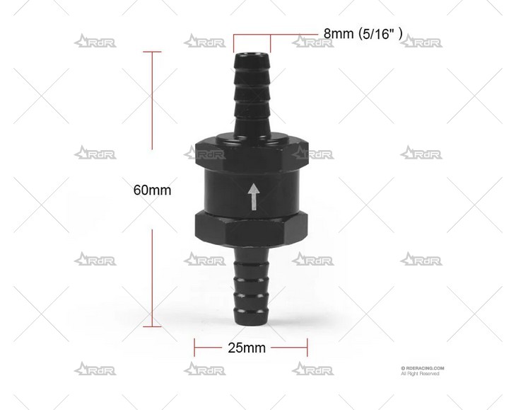 VALVULA ANTIRETORNO GASOLINA 8mm NEGRA BRAND R