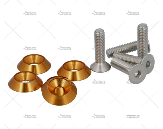 KIT 5 TORNILLOS + ARANDELAS ALU. DORADO BRAND R