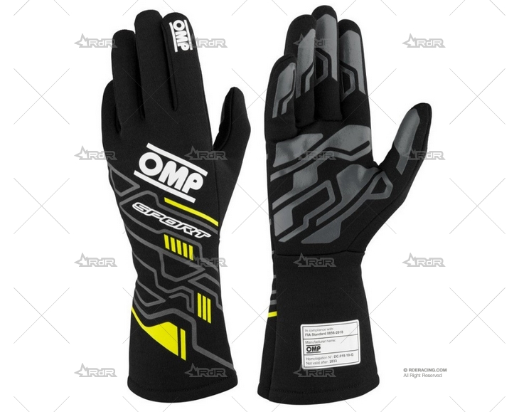 GUANTES OMP FIRST ROJO/AMARILLO T.M FIA OMP
