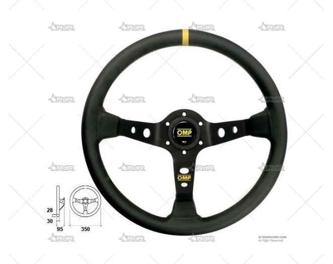 VOLANTE OMP CORSICA 350 NEGRO/NEGRO/PIEL OMP