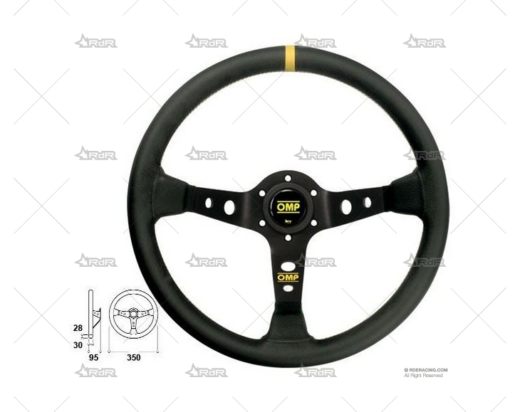 VOLANTE OMP CORSICA 350 NEGRO/NEGRO/PIEL OMP