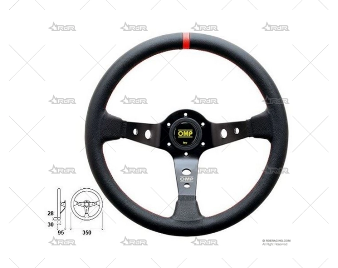 VOLANTE OMP CORSICA 350 NEGRO/ROJO/PIEL OMP