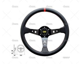 VOLANTE OMP CORSICA 350 NEGRO/ROJO/PIEL OMP