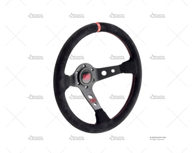 VOLANTE 350mm 90mm NEGRO/ROJO/ANTE OMP