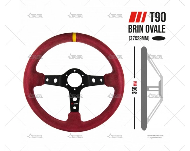 VOLANTE RRS CORSA T90 350mm NEGRO/ROJO RRS