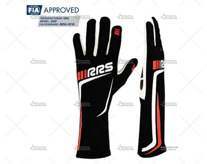 GUANTES RRS GRIP2 T.S NEGRO/ROJO FIA RRS