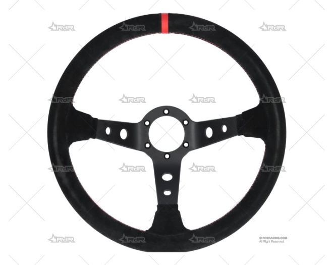 VOLANTE 350mm 90mm 3Br. NEGRO/ROJO/ANTE BRAND R