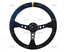 VOLANTE 350mm 90mm 3Br. TORN. NEGRO/PIEL BRAND R