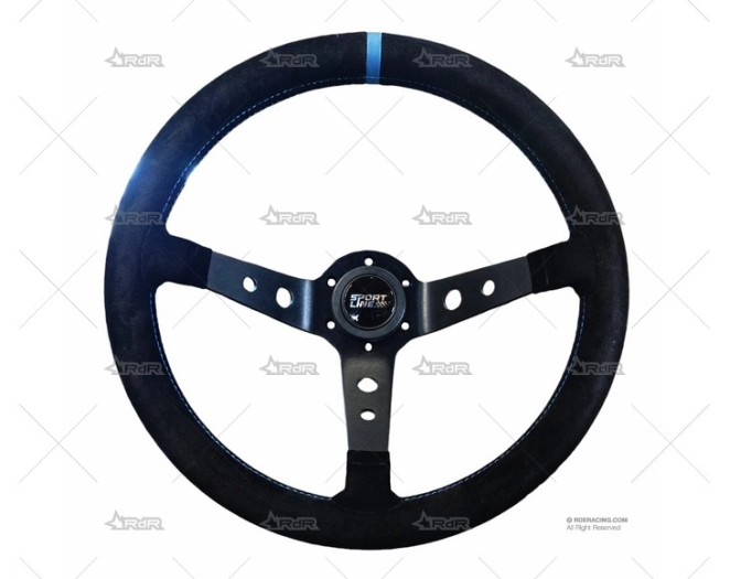 VOLANTE 350mm 90mm 3Br. NEGRO/AZUL/PIEL BRAND R