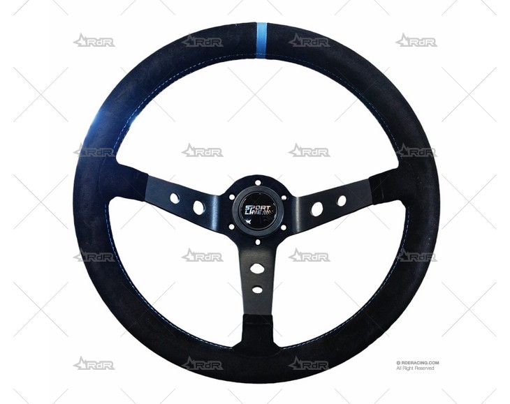 VOLANTE 350mm 90mm 3Br. NEGRO/AZUL/PIEL BRAND R