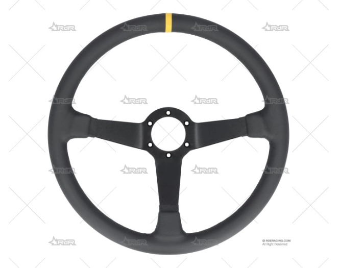 VOLANTE 380mm 65mm 3Br. NEGRO/PIEL BRAND R