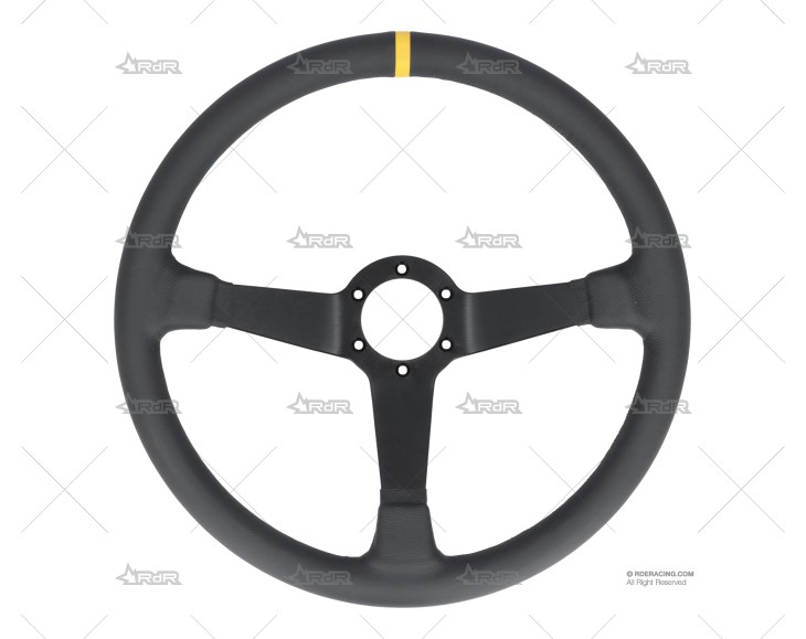 VOLANTE 380mm 65mm 3Br. NEGRO/PIEL BRAND R