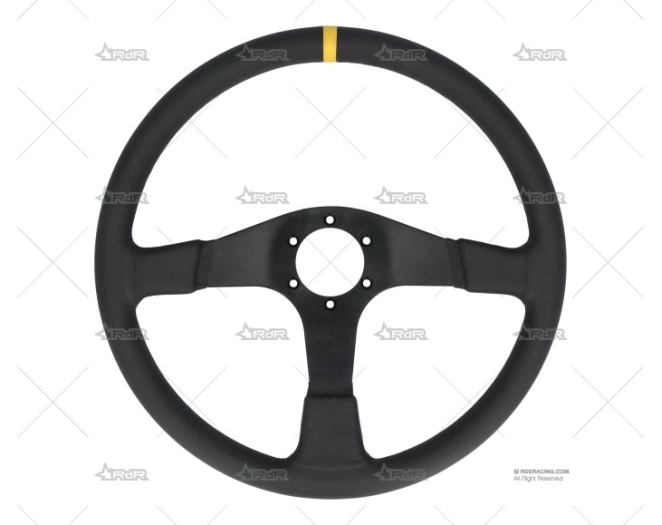 VOLANTE 380mm PLANO 3Br. NEGRO/PIEL BRAND R
