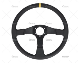 VOLANTE 380mm PLANO 3Br. NEGRO/PIEL BRAND R
